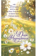 Християнська листівка "З Днем Народження! тобі: Благодать, милість, мир від Бога, Отця нашого та Христа..."